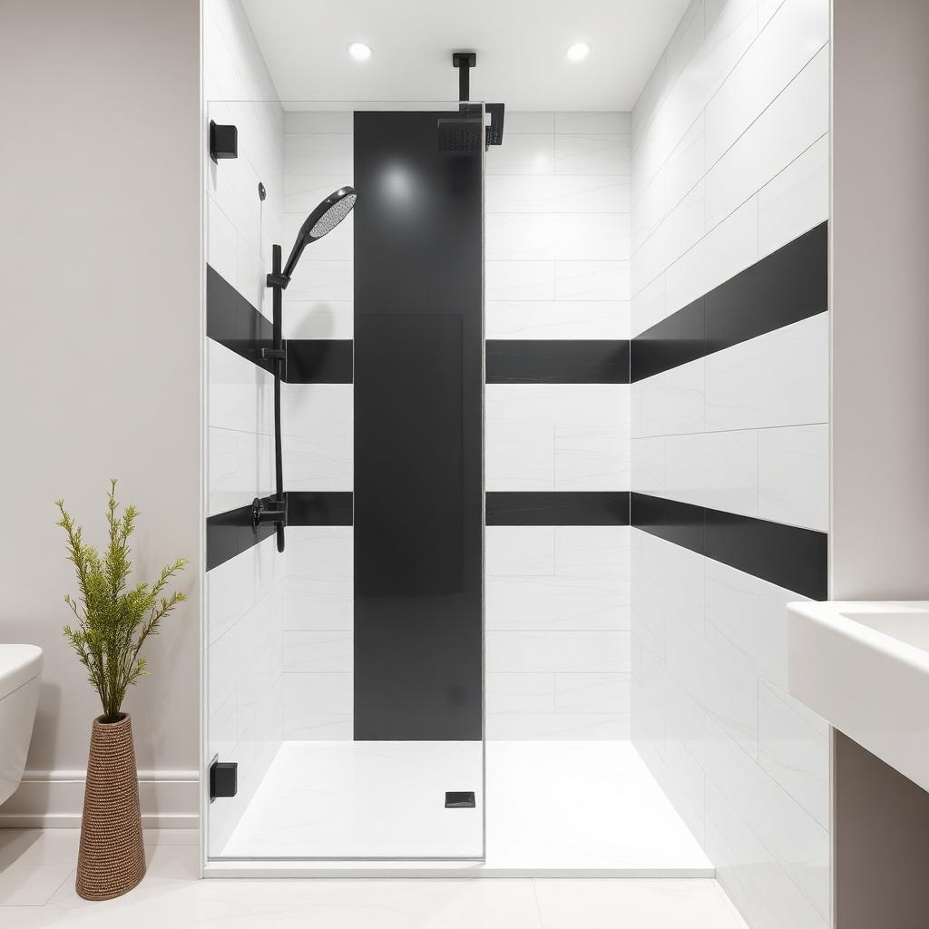 Douche céramique et panneau noir